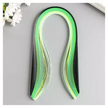 Полоски для квиллинга 100 полосок плотность 120 гр "Зелёный градиент" ш. 0,5 см дл. 39 см