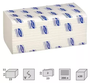 Полотенца бумажные для дисп. Luscan Professional Vслож 2сл белцел200л20пач/уп