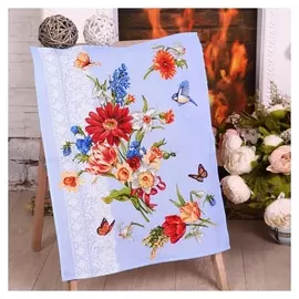 Полотенце 45х60 см, цветы для любимых (Рис.1), вафля, 170 гр/м2, хлопок 100%