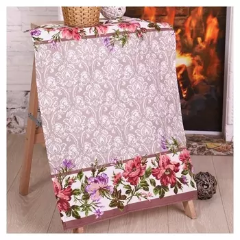 Полотенце 50х70 см, цветочная кайма, рогожка, 170 гр/м2, хлопок 100%