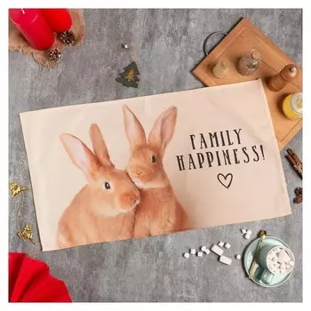 Полотенце этель Family Happiness 40х73 см, 100% хл, саржа 190 г/м2