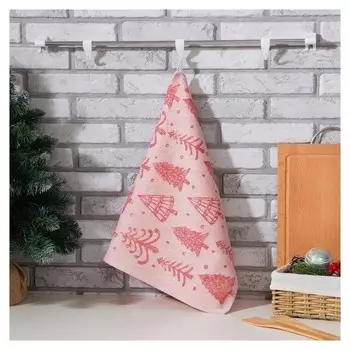 Полотенце этель «Ёлочки красные» 40х60 см, пл. 225 г/м², жаккард, 100 % хлопок