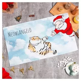 Полотенце этель «Новый год: Meowlangelo» 40х73 см, 100% хл, вафля 160 г/м2