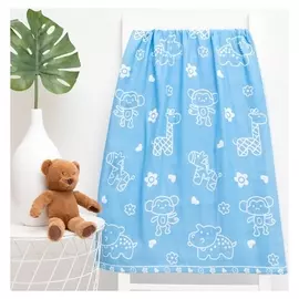 Полотенце детское крошка Я "Зверята" 70*140±5см, цв. голубой, 100% хлопок, 315 г/м2