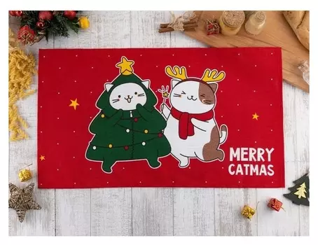 Полотенце "Доляна" Merry Catmas 35х60 см,100% хлопок 160 г/м2