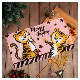 Полотенце "Доляна" Merry + Happy 35х60 см,100% хлопок 160 г/м2