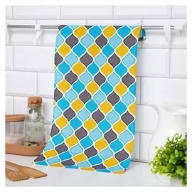 Полотенце "Доляна" орнамент 25х50 см, 100% хл., вафельное полотно 160 г/м2