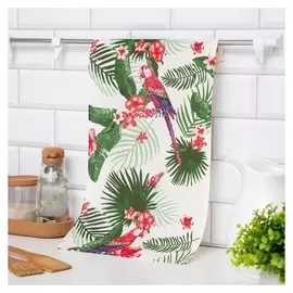 Полотенце "Доляна" попугаи 25х50 см, 100% хл., вафельное полотно 160 г/м2