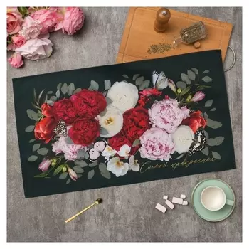 Полотенце "Этель" Flowers 40х73 см, 100% хлопок, саржа 190 г/м2