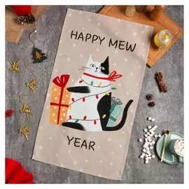 Полотенце "Этель" Happy Mew Year 40х73 см, 100% хл, саржа 190 гр/м2