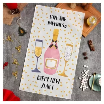 Полотенце "Этель" Love And Happines 40х73 см, 100% хл, саржа 190 гр/м2