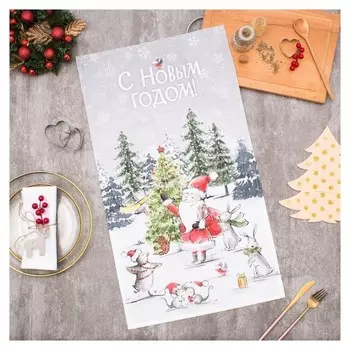 Полотенце "Этель" праздник в лесу 40х70см,100% хл,саржа 190гр/м2