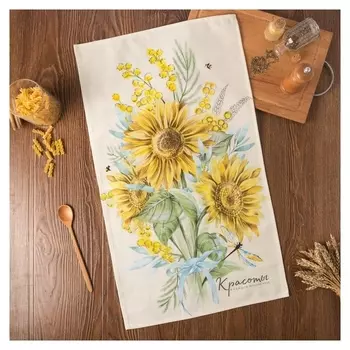 Полотенце "Этель" солнечные цветы 40х73 см, 100% хлопок, саржа 190 г/м2