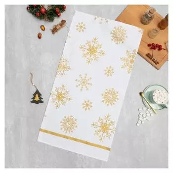 Полотенце "Этель" золотые снежинки 40х70 см, 100%хл, 190г/м2