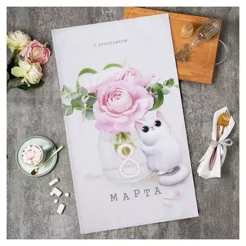 Полотенце "Котики" 40х73 см, 100% хл, саржа 190 гр/м2