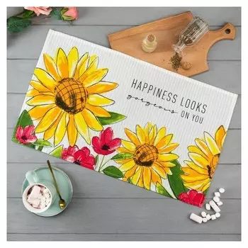 Полотенце кух."Доляна" Happiness Looks 35х60 см, 100% хл, 160г/м2
