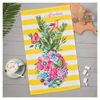 Полотенце кухонное «Цветочный ананас» 35х60 см