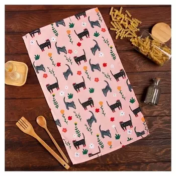 Полотенце кухонное доляна Spring Cats 35х60 см, 100% хл, 160г/м2