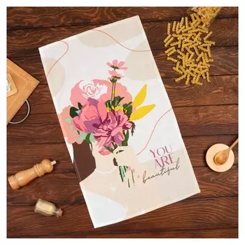Полотенце кухонное доляна You Are Beautiful, 35х60 см, 100% хл, 160г/м2