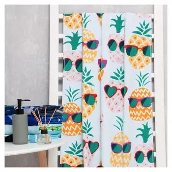 Полотенце Love Life "Ананасы" 70*140 см, велюр/махра 340гр/м2, 100% хлопок
