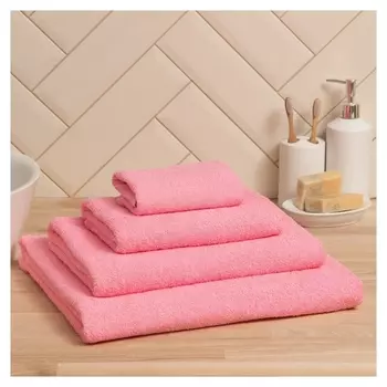 Полотенце махровое экономь и Я 100*150 см, цв. розовый, 100% хлопок, 350 гр/м2