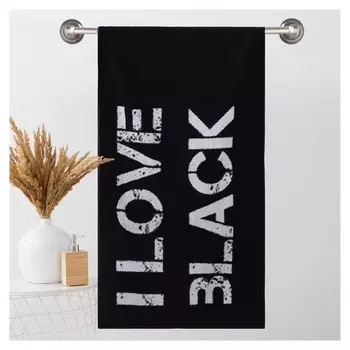 Полотенце махровое этель ЧБ «I Love Black», пестроткань, 70х130 см