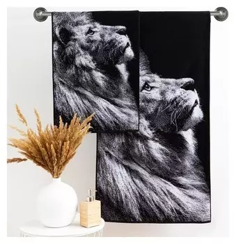 Полотенце махровое этель ЧБ «Лев» 50х90 см