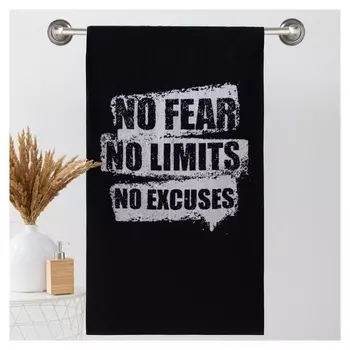 Полотенце махровое этель ЧБ «No Fear No Limits», пестроткань, 70х130 см