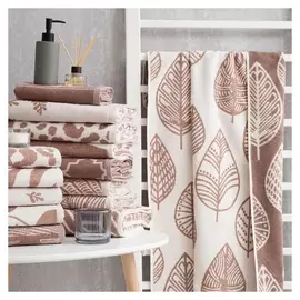 Полотенце махровое этель Foliage беж, 70х130 см, 100% хл, велюр, 420 гр/м2