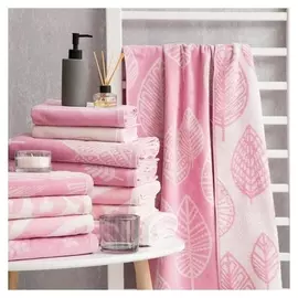 Полотенце махровое этель Foliage розовый, 70х130 см, 100% хл, велюр, 420 гр/м2