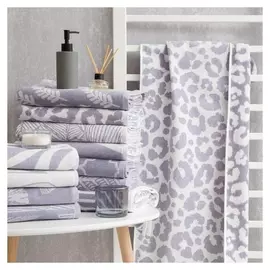 Полотенце махровое этель Leopard серый, 50х90 см, 100% хл, велюр, 420 гр/м2