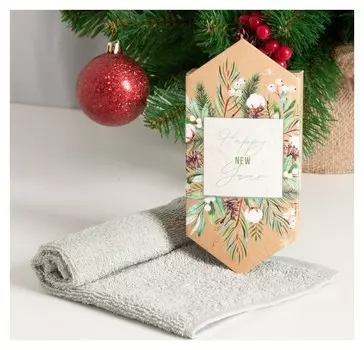 Полотенце махровое этель "Новогодний букет" 30х30 см, 100 хл 340г/м2