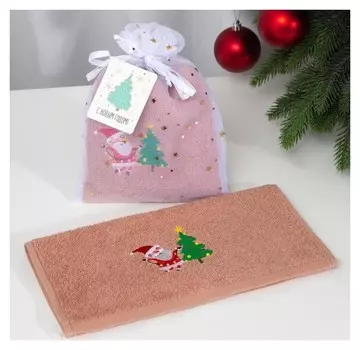 Полотенце махровое «Дед мороз» 30х60 см, хлопок, 340 гр/м2