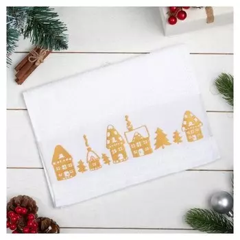 Полотенце махровое "Домики" 30х60 см, 100% хлопок, 360гр/м2