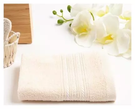 Полотенце махровое фантазия 020 70*130 см, бежевый, хлопок 100% 340гр/м2