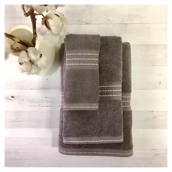 Полотенце махровое лондон 70х140 см, серо-коричневый, 100% хлопок, 430г/м