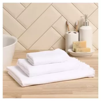 Полотенце махровое Lovelife "Fringe" 30х60 см, цвет белый, 100% хлопок, 380 гр/м2