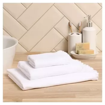 Полотенце махровое Lovelife "Fringe" 70х130 см, цвет белый, 100% хлопок, 380 гр/м2