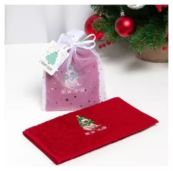 Полотенце махровое "New Year" 30х60 см, хлопок, 340 гр/м2