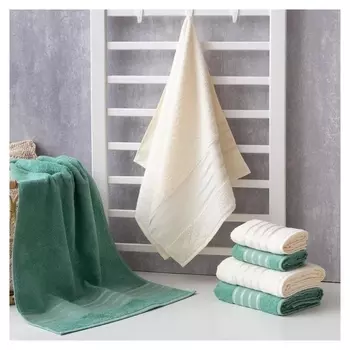 Полотенце махровое "Полоски" молочное 50х90 см, 100% хл, 370гр/м2