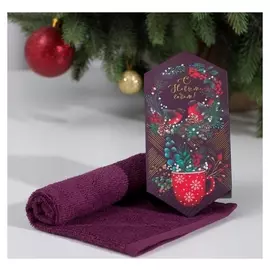 Полотенце махровое "С новым годом" 30х30 см, 100 хл 340г/м2