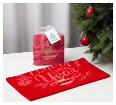 Полотенце махровое "С новым годом" 50х50 см, хлопок 420гр/м2