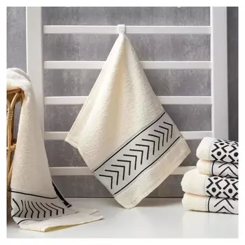 Полотенце махровое "Стрелки" молочное 30х70 см, 100% хл, 370гр/м2