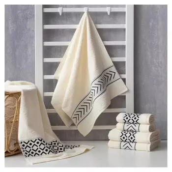 Полотенце махровое "Стрелки" молочное 50х90 см, 100% хл, 370гр/м2