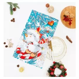 Полотенце новогоднее, размер 35х60 см, активный новый год, вафля, 160г/м2, хлопок 100%