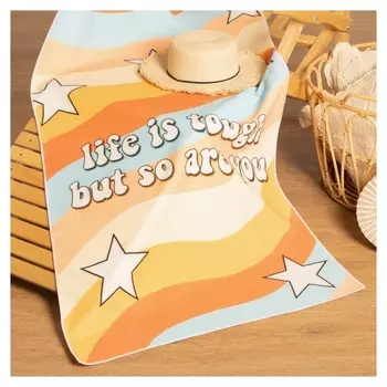 Полотенце пляжное этель "Life Is Tough" 70*140 см,100% п/э, 250 г/м2