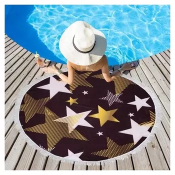 Полотенце пляжное этель «Золотые звёзды», D 150см