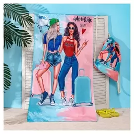 Полотенце пляжное в сумке этель «Adventure» 70х140 см, микрофибра