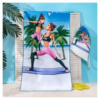 Полотенце пляжное в сумке этель «Yoga Mom» 70х140 см, микрофибра
