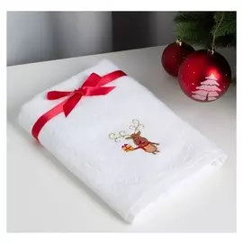 Полотенце подарочное этель "Олень с подарком" 50*90 см, 100% хл, 340 гр/м2